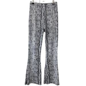 Nasty Gal | Gray & White Snake Print Pull On Flare Leg Pants Size 2
